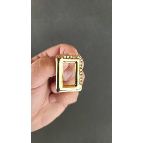 Parklane Rectangular Rhinestone Gold Pendant - Picture 6 of 10